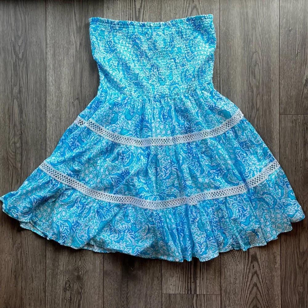 Lilly Pulitzer Kelvina Strapless Smocked Dress - White Goombay Grooves NWT XL - Picture 2 of 7